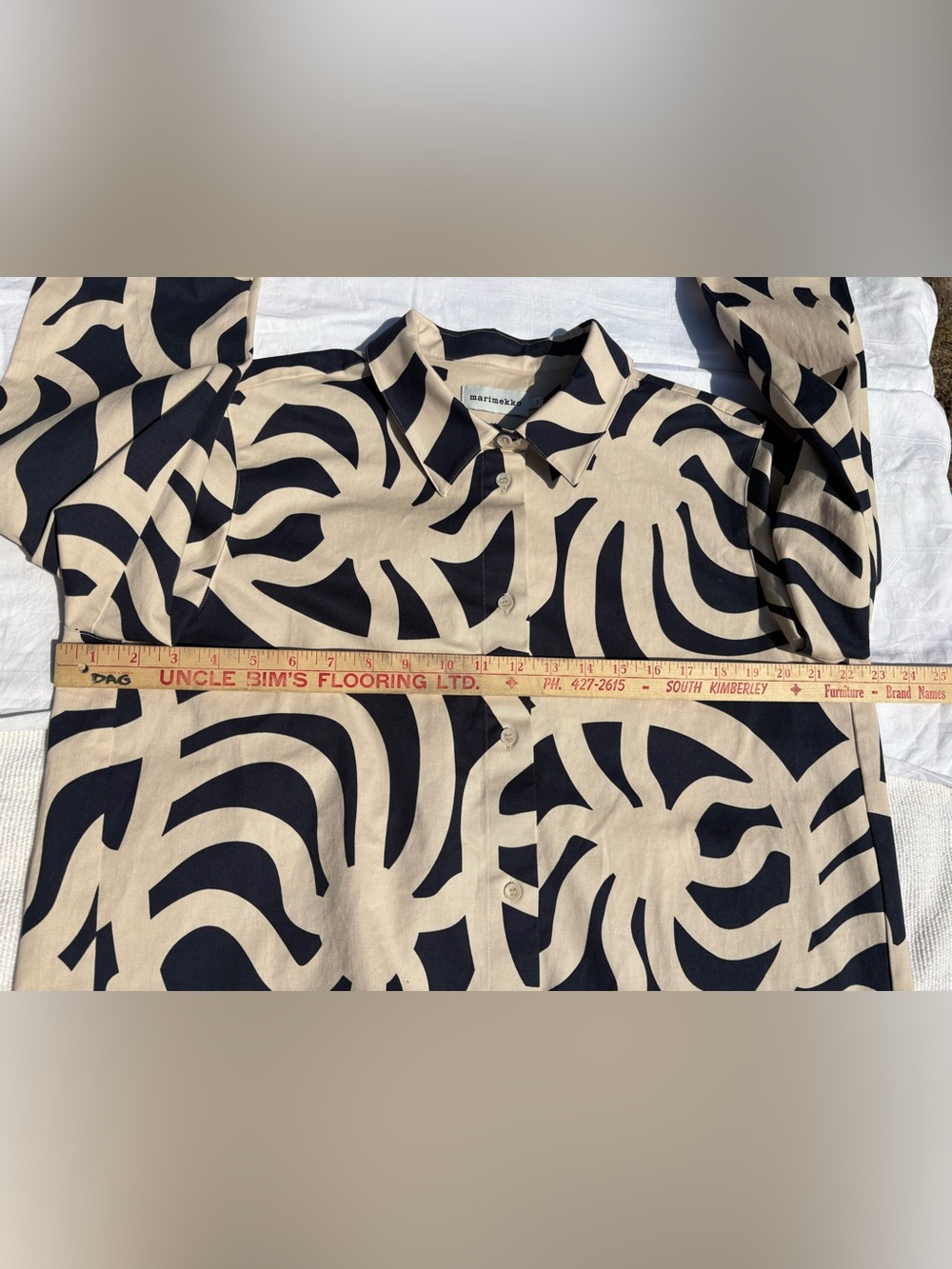 Marimekko Black and Cream Josat Joonas Graphic Button-Up Shirt - Picture 5 of 7